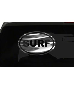Surf Sticker Surfing Water Game oval euro chrome & regular vinyl color choices