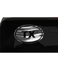 TX Sticker Texas State oval euro chrome & regular vinyl color choice