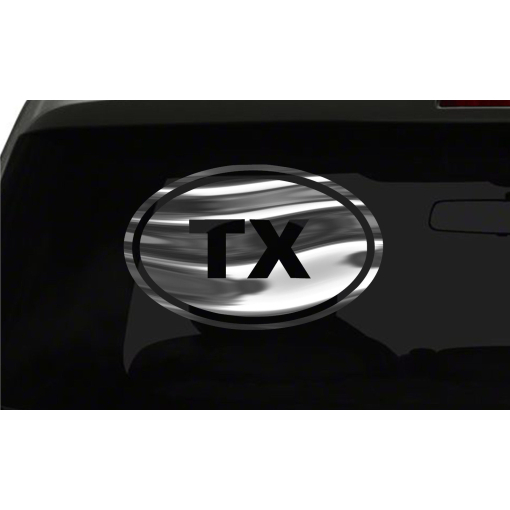 TX Sticker Texas State oval euro chrome & regular vinyl color choice