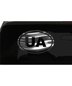 UA Sticker Ukraine Country Code oval euro chrome & regular vinyl color choice