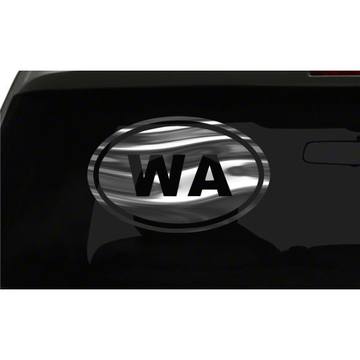 WA Sticker Washington State oval euro chrome & regular vinyl color choices
