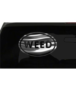 Weed Sticker Stoner High Marijuana oval euro chrome & regular vinyl color choice