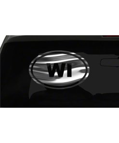 WI Sticker Wisconsin State oval euro chrome & regular vinyl color choices