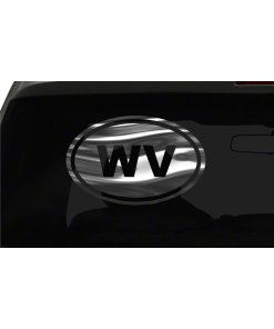 WV Sticker West Virginia State oval euro chrome & regular vinyl color choices