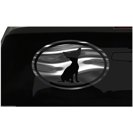 Chihuahua Oval Sticker Dog Puppy Euro Sticker all chrome and regular vinyl color