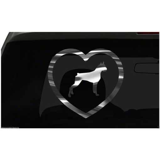Boxer Heart Sticker Dog Puppy Love all chrome and regular vinyl colors