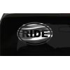 Ride Sticker Motorcycle Bike Fun oval euro chrome & regular vinyl color choices