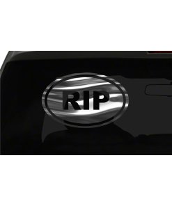 RIP Sticker Rest In Peace oval euro chrome & regular vinyl color choices
