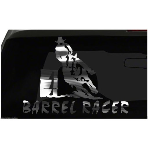 Barrel Racer Sticker Cowboy Barrel Racing all chrome and regular vinyl colors