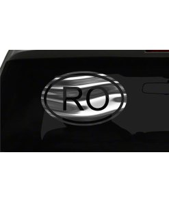 RO Sticker Romania Country Code oval euro chrome & regular vinyl color choices