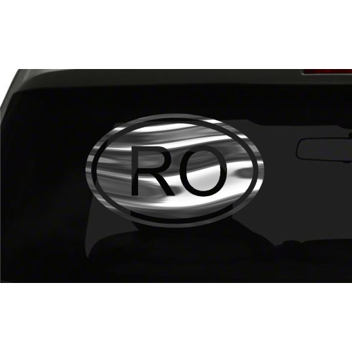 RO Sticker Romania Country Code oval euro chrome & regular vinyl color choices