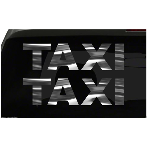2x TAXI Sticker Cab Driver Limo all chrome and regular color choices