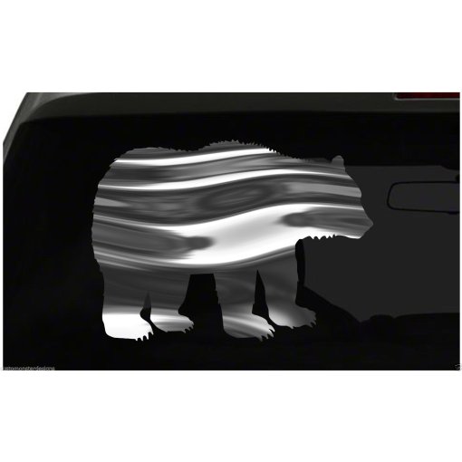 Bear Sticker Grizzly Black Outdoors S2 all chrome and regular vinyl colors