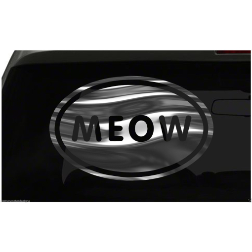MEOW Sticker Love Cat Kitty Kitten Pet all chrome and regular vinyl colors