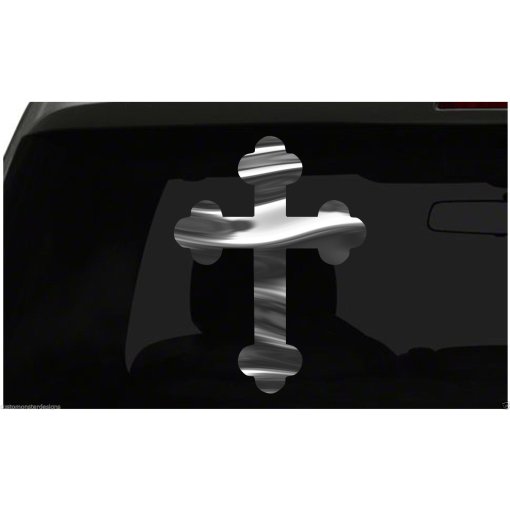 Christian Cross Sticker Jesus Religious S14 all chrome and regular vinyl colors