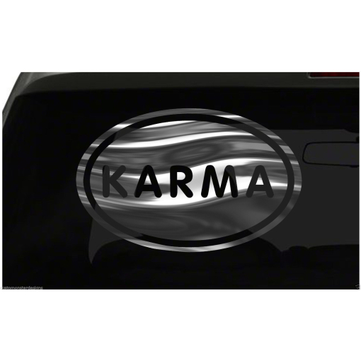 KARMA Sticker Destiny Fate Euro Oval Sticker all chrome and regular vinyl colors
