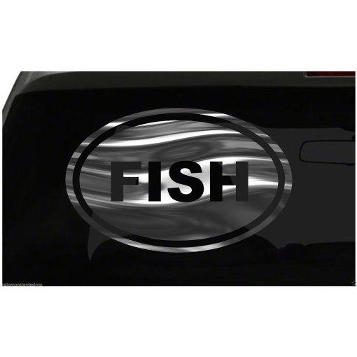 FISH Sticker Love Fishing Euro fishing all chrome and regular vinyl colors