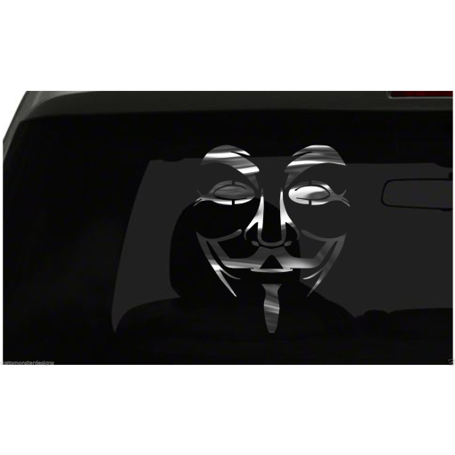 Guy Fawkes Anonymous Sticker Vendetta S1 all chrome and regular vinyl colors