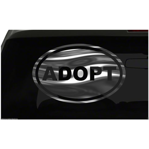 ADOPT Sticker Oval Dog Puppy Rescue all chrome and regular vinyl colors