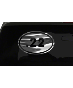 .22 Sticker Rifle Gun euro oval shape all chrome & regular vinyl color choices