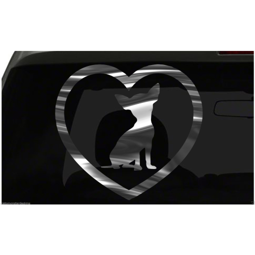 Chihuahua Heart Sticker Dog Puppy Love all chrome and regular vinyl colors