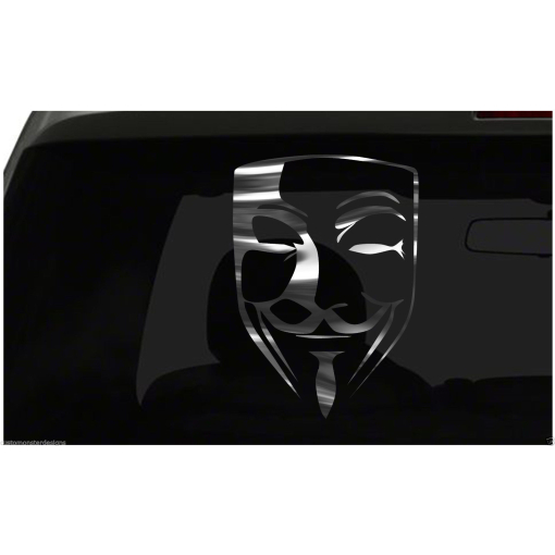 Guy Fawkes Anonymous Sticker Vendetta S2 all chrome and regular vinyl colors