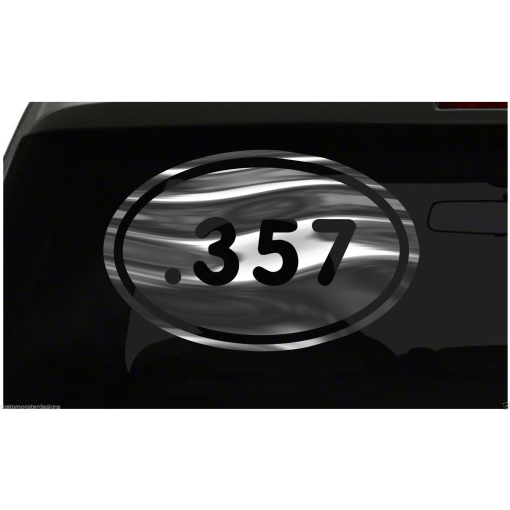 .357 Sticker 357 Protected By Guns all chrome and regular colors
