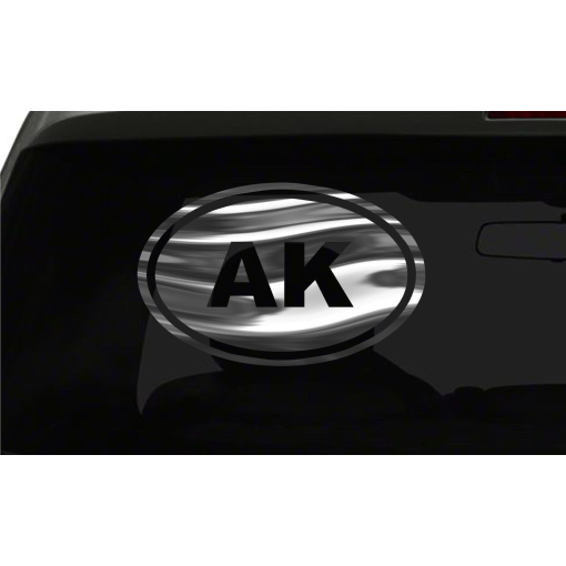 AK Sticker Alaska State oval euro all chrome & regular vinyl color choice