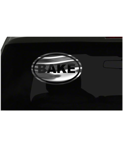 Bake Sticker Cupcake Bakery oval euro all chrome & regular vinyl color choices