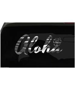 Aloha Hibiscus Flower Sticker Hawaii S3 all chrome and regular vinyl colors