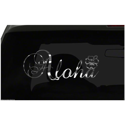 Aloha Hibiscus Flower Sticker Hawaii S6 all chrome and regular vinyl colors