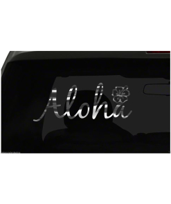 Aloha Hibiscus Flower Sticker Hawaii S16 all chrome and regular vinyl colors