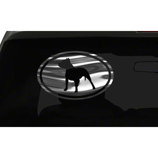 Pitbull Sticker Dog Puppy oval euro chrome & regular vinyl color choices