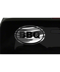 BBQ Sticker Barbeque Cook oval euro all chrome & regular vinyl color choices