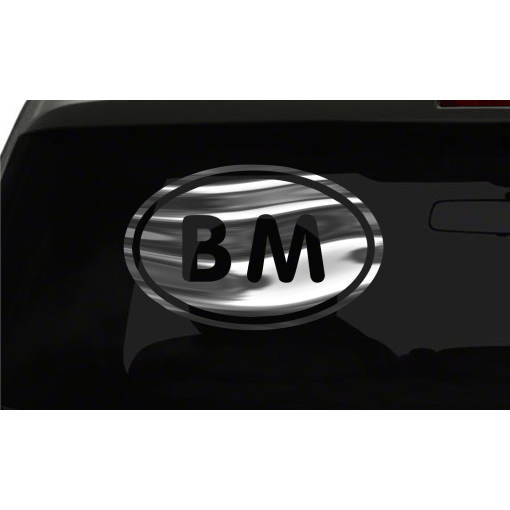 Bermuda Sticker BM Country code oval all chrome & regular vinyl color choices