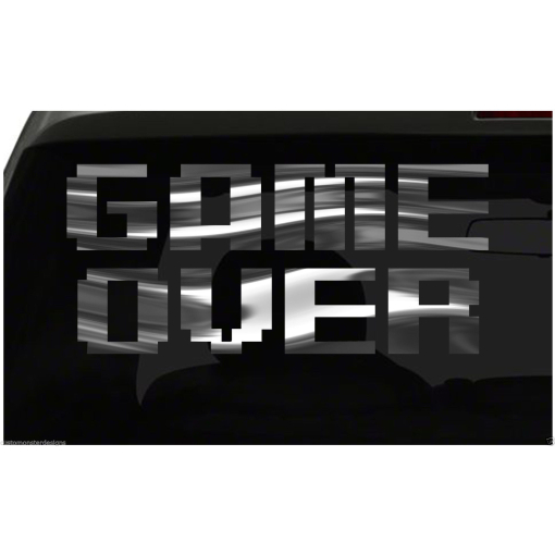 GAME OVER Sticker Retro 8 Bit Video game all chrome and regular vinyl colors