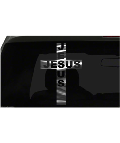 JESUS CROSS Sticker Minister Priest Pastor s2 all chrome and regular vinyl color