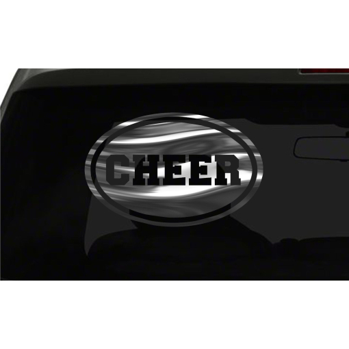 Cheer Sticker Cheerleader oval euro all chrome & regular vinyl color choices
