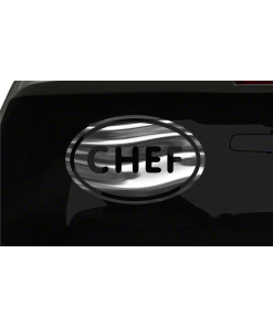 Chef Sticker Cook Bake Food oval euro all chrome & regular vinyl color choices