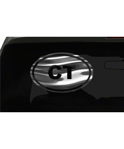 CT Sticker Connecticut State oval euro all chrome & regular vinyl color choices