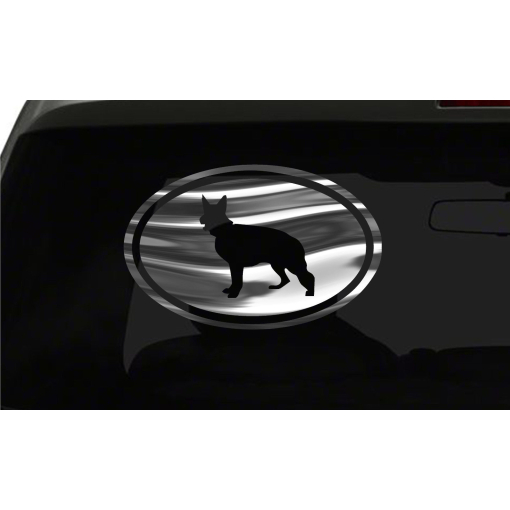 German Shepherd Sticker Dog oval euro all chrome & regular vinyl color choices