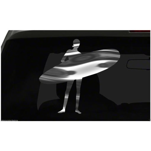 SURF Sticker Surfing Watersports Style1 all chrome & regular vinyl colors