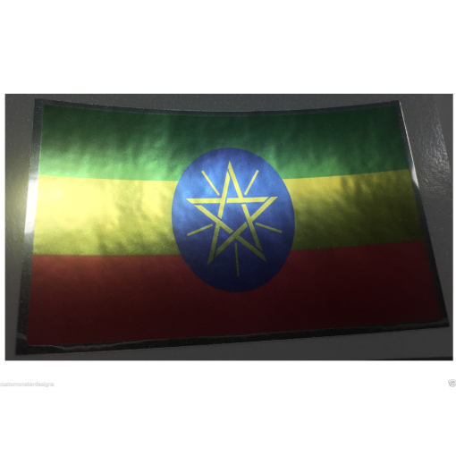 ETHIOPIA FLAG Decal Vinyl Sticker chrome or white vinyl decal and 15 sizes!