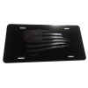 US American Flag Tactical Heavy Duty Aluminum License Plate (Battered Gun Metal Blk Vinyl on Black)