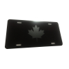 Canada Maple Small Leaf Heavy Duty Aluminum License Plate Matte Black on Black Tactical Max Stealth S1