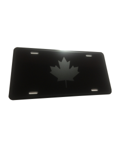 Canada Maple Small Leaf Heavy Duty Aluminum License Plate Matte Black on Black Tactical Max Stealth S1