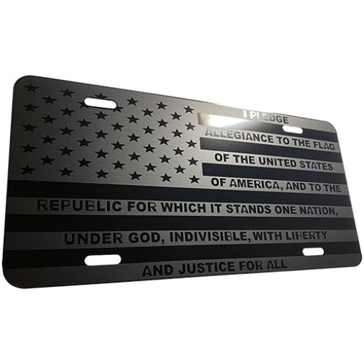 Pledge of Allegiance American Flag Heavy Duty Aluminum License Plate Max Level Stealth S14