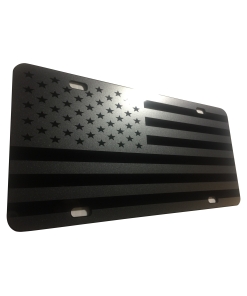 US American Flag Heavy Duty Aluminum License Plate Stealth Tactical DEEP Gray on Black S3
