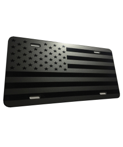 US American Flag Heavy Duty Aluminum License Plate Stealth Tactical DEEP Gray on Black S2