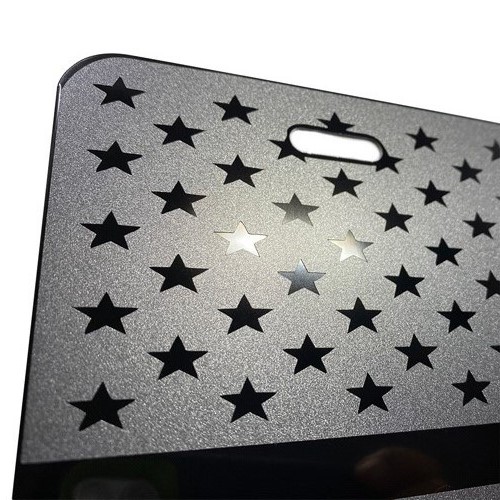 US American Flag Heavy Duty Aluminum License Plate Stealth Tactical DEEP Gray on Black S3
